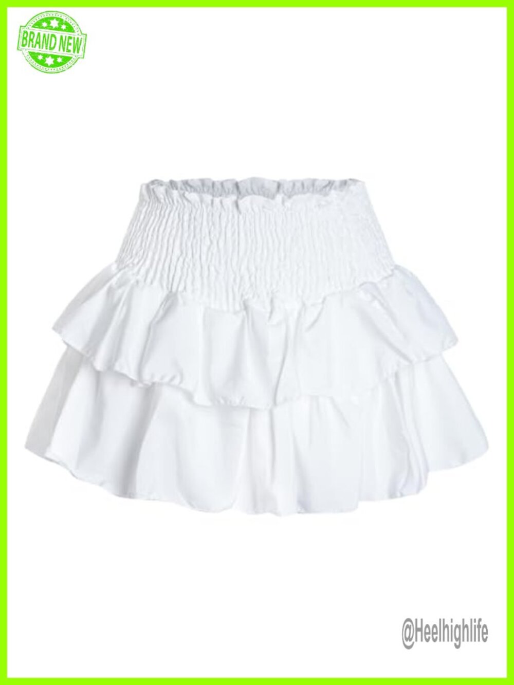 Ruffle Hem Mini Skirt High Waist Layered Pleated Lined Women's